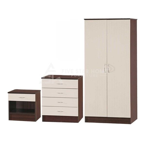 2 Door Wardrobe Set in Cream