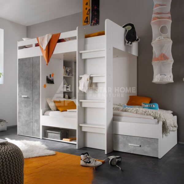 Hebert Single Bed with Shelf and Drawers