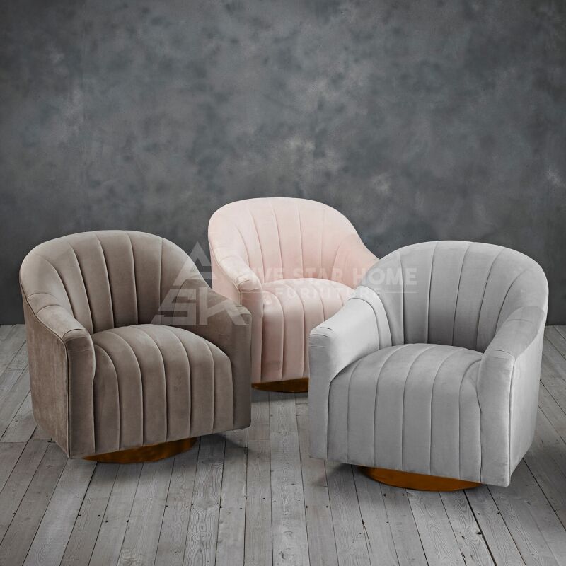 Tiffany Swivel Lounge Chaise Chair Wood Base