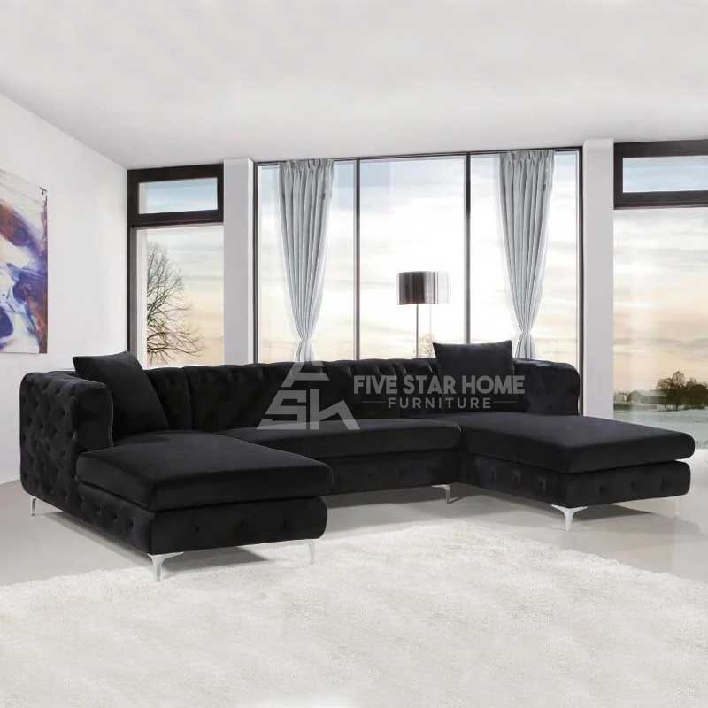 Velvet Upholstered U Shaped Sectional Sofa