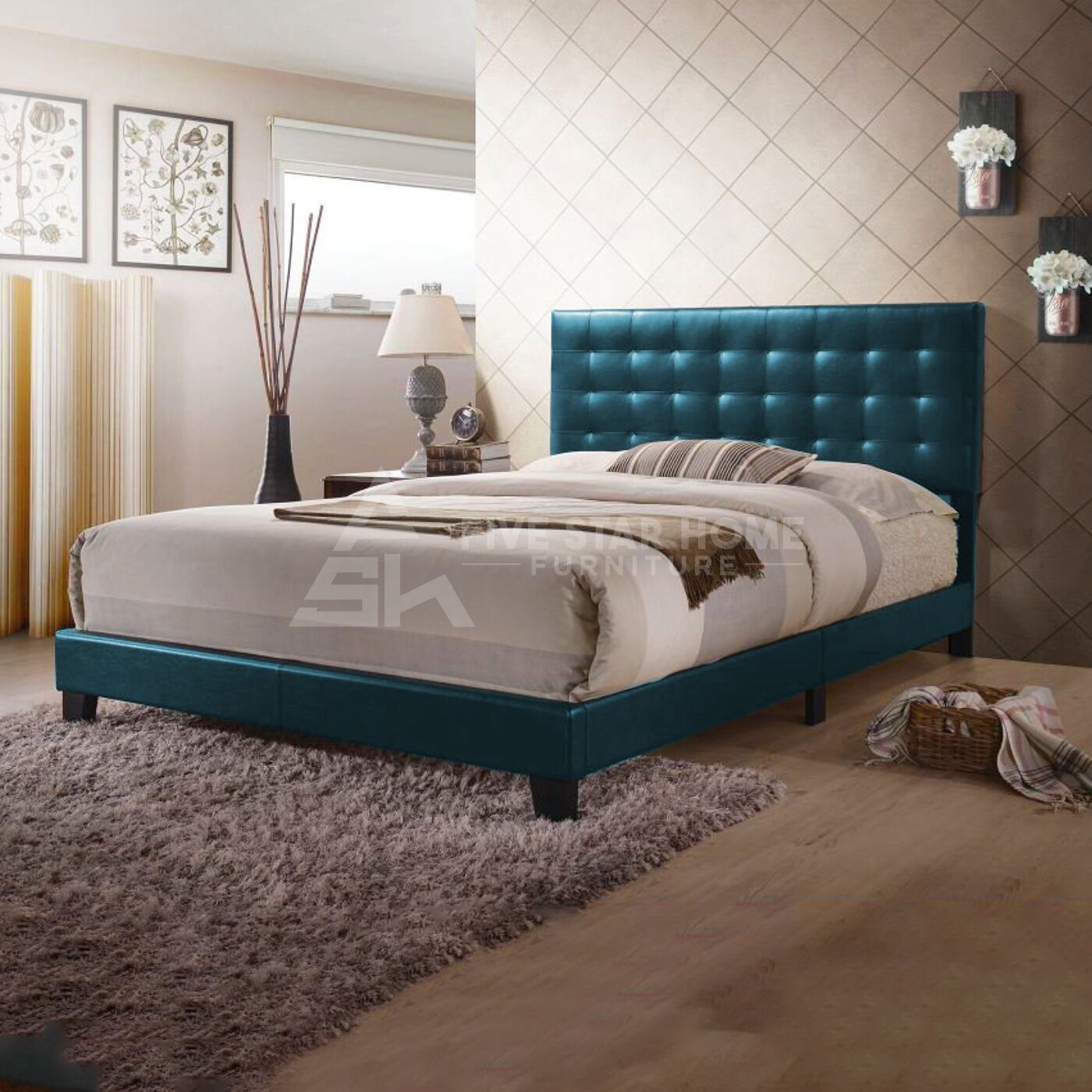 Masate Espresso Leather Upholstered Bed