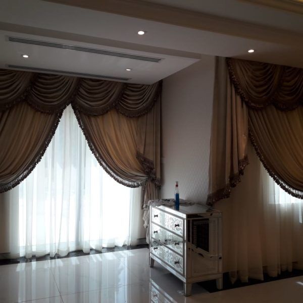 Beige Shefon and Mukhmal Curtain