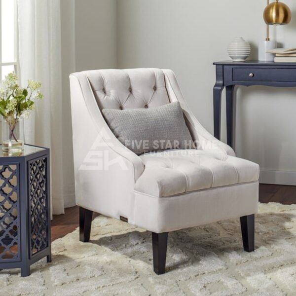 Ivory Velvet Tufted Accent Chair