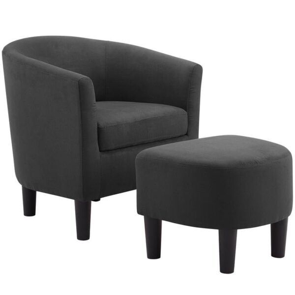 Camilla Fabric Barrel Chair with Ottoman Set