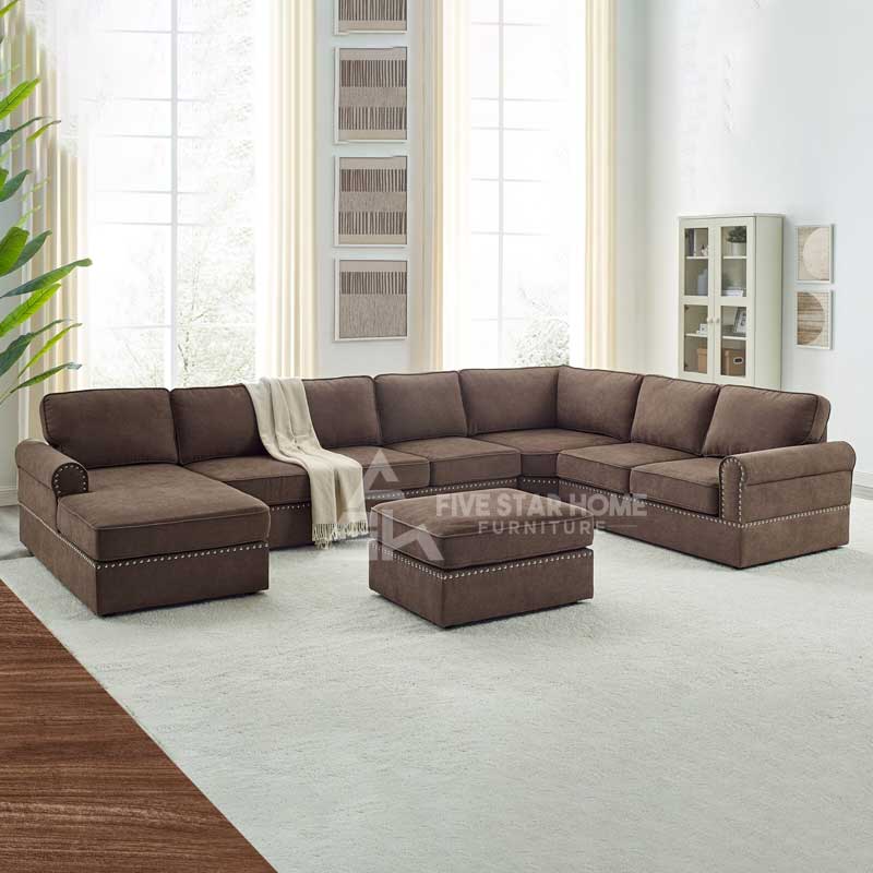 FSH High Modular Corner Sectional Sofa with Ottoman