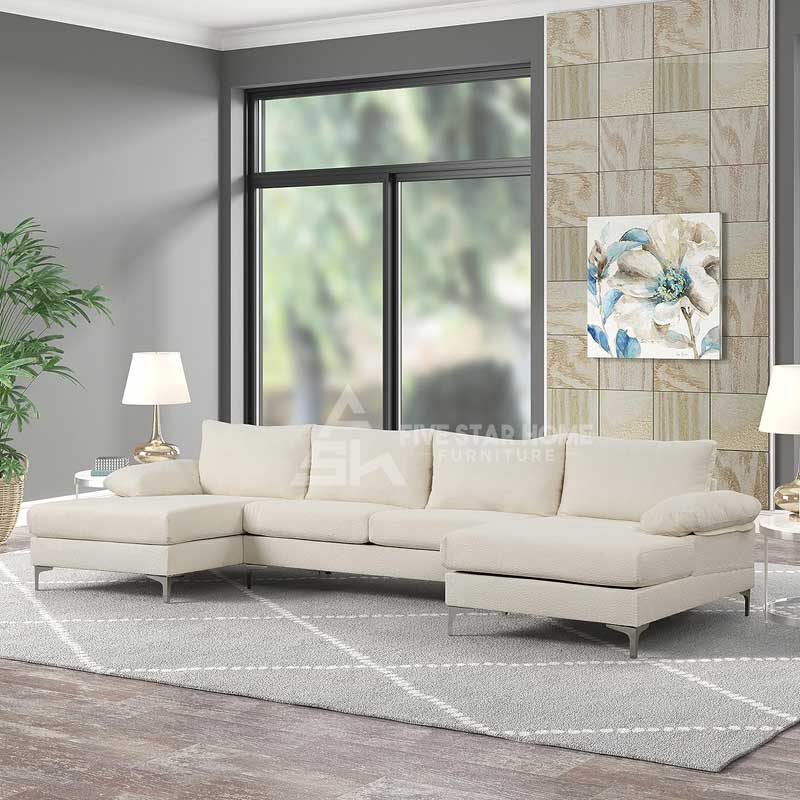 FSH Wide Velvet symmetrical modular corner sectional sofa