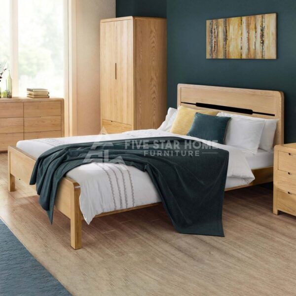 Home Beds Julian Bowen Solid Oak King Size Bed Frame with Curved Headboard