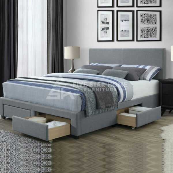 Grey Upholstered Storage Bed