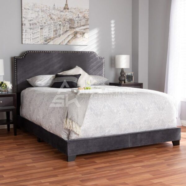 Contemporary Bed with Nail Head