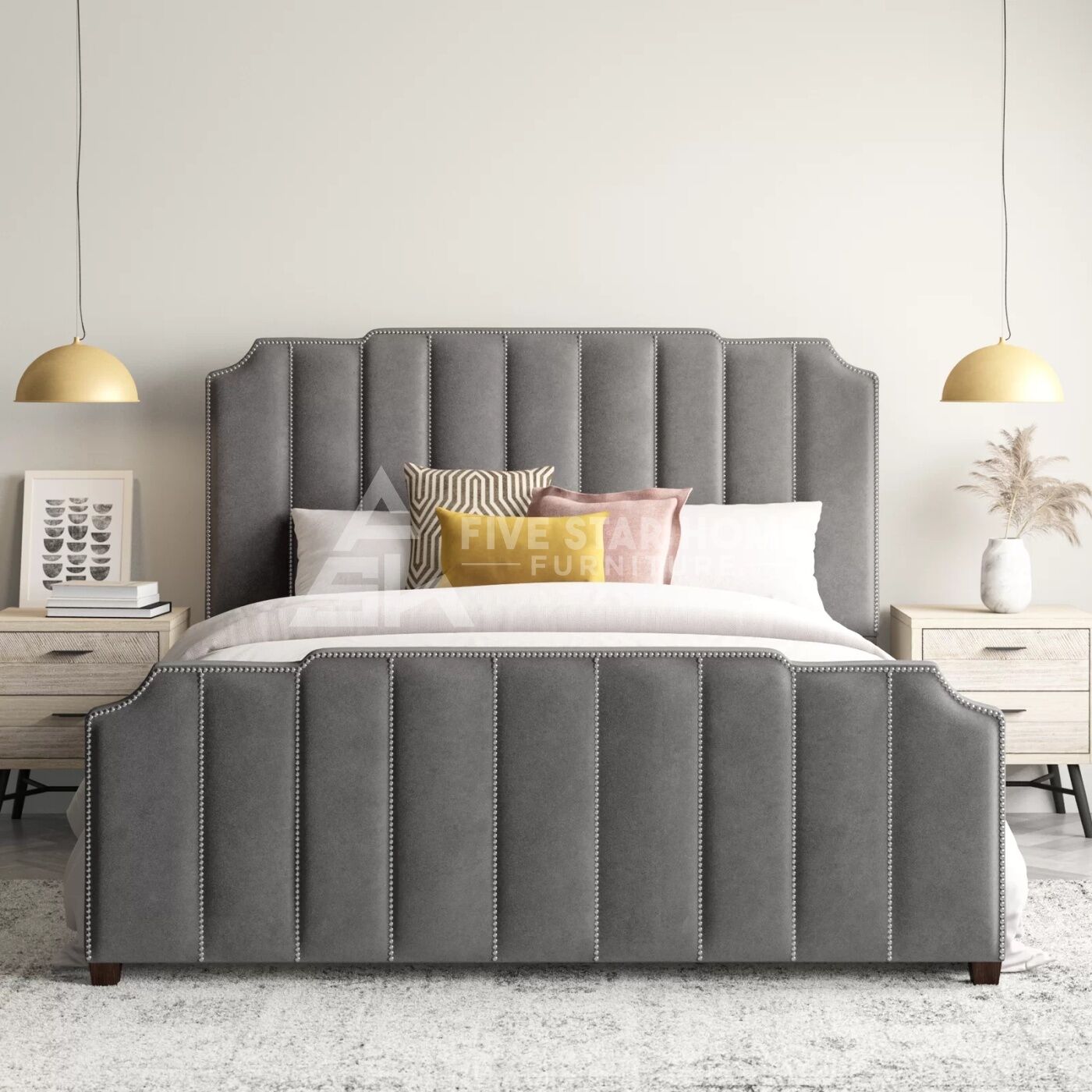 Vertical Tufting Upholstered Bed