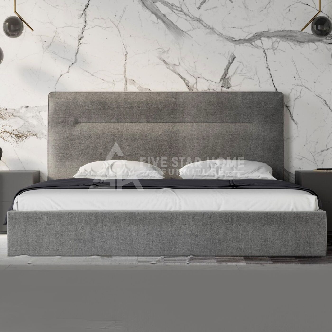 Domus Juliana - Modern Dark Grey Upholstered Bed