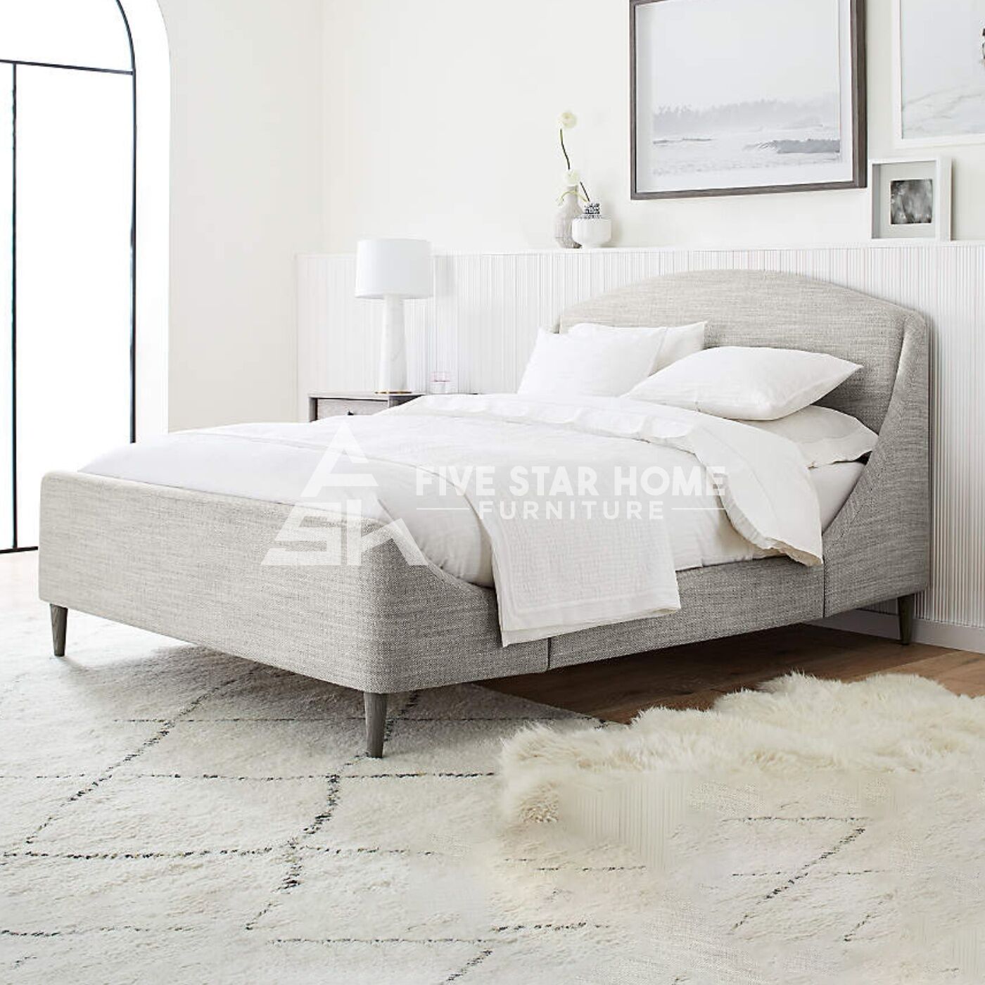 5 Star Mist Upholstered Bed in Light Gray