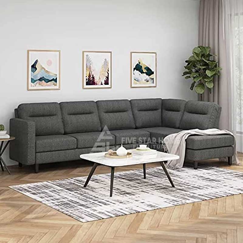 Modern Fabric Tufted Upholstered Sofa with Chaise Lounge