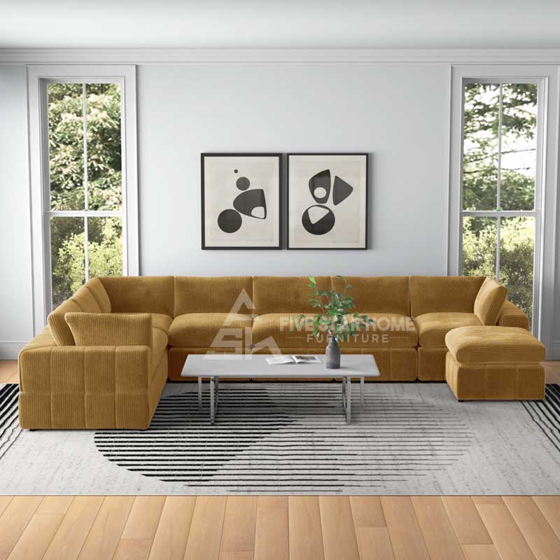 Wide Reversible Modular Sofa And Ottoman