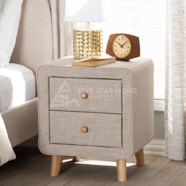 Jonesy 2-Drawer Mid-Century Fabric Nightstand