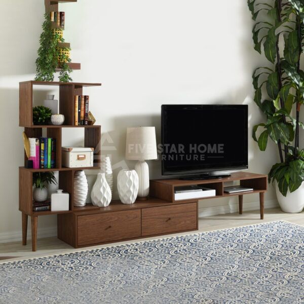 L-Shape TV Cabinet with Open Shelves