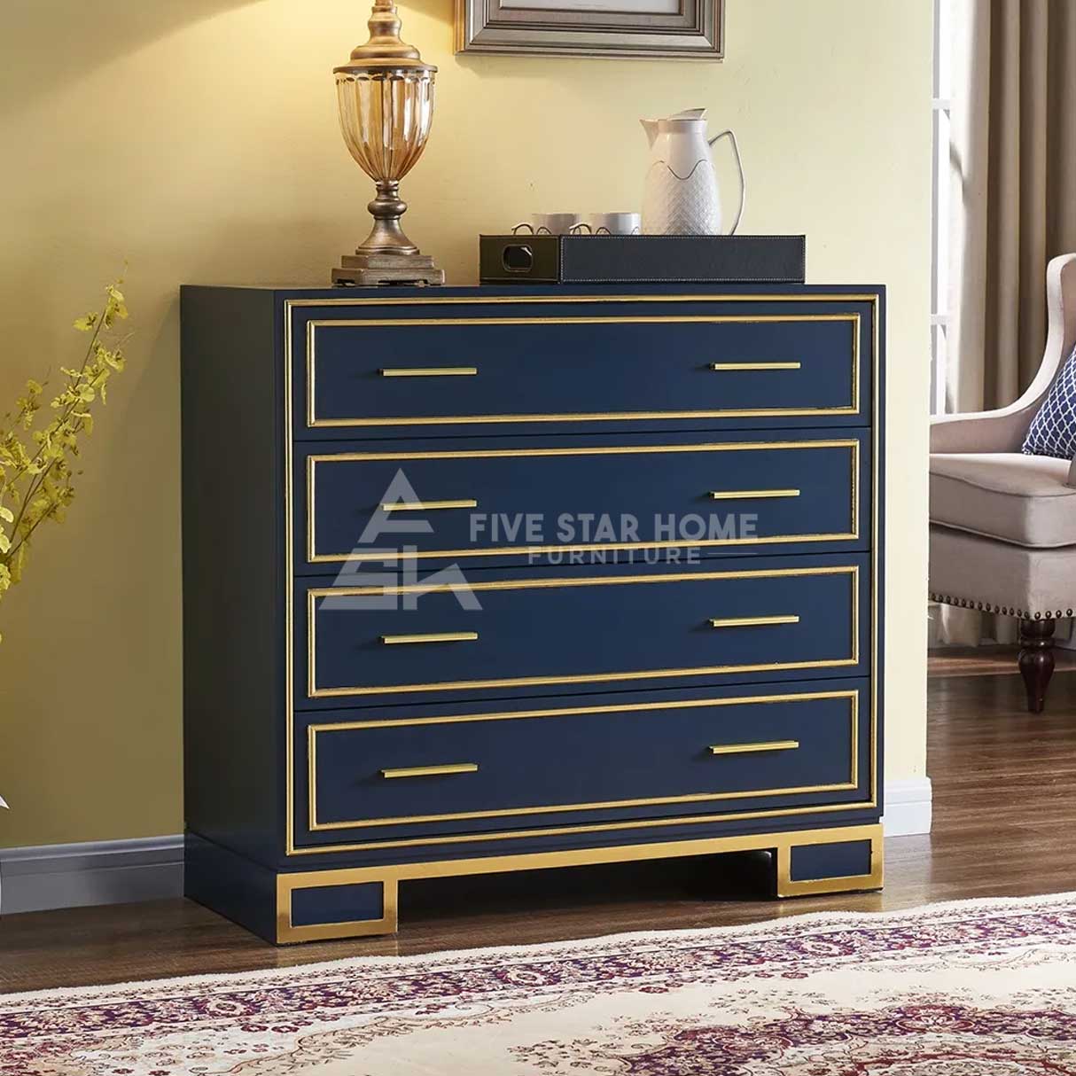 Modern Luxury Blue Drawers Cabinet