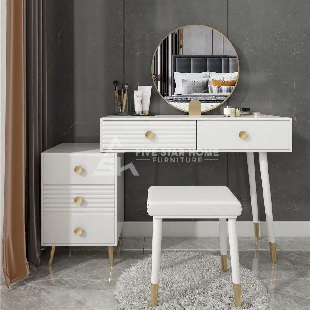 Stylish Dresser Table with Mirror and Stool