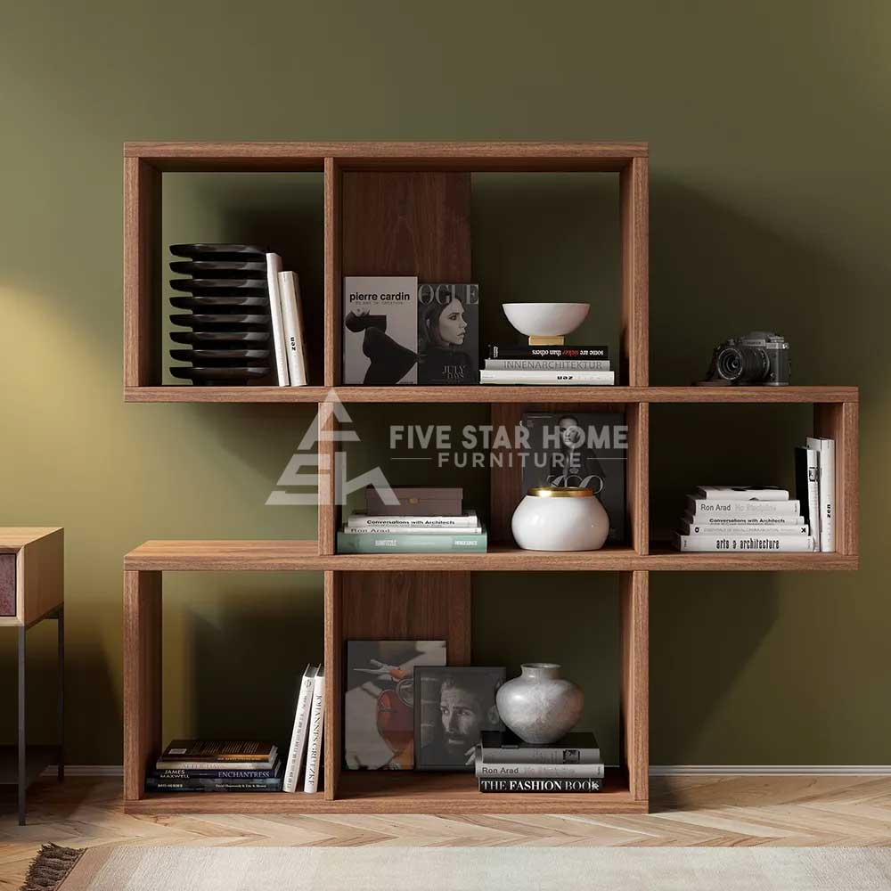 Contemporary 3-Tier Geometric Horizontal Bookshelf