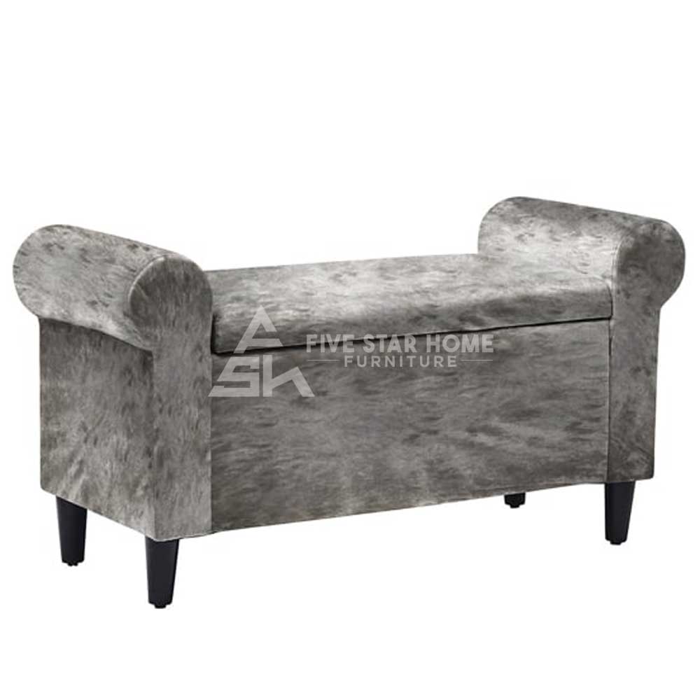 FSH Storage Ottoman In Silver