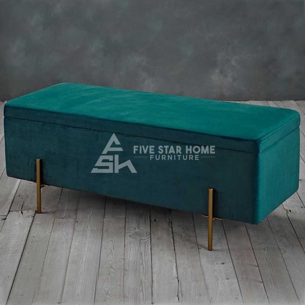 Luxurious Velvet Storage Ottoman Bench In Teal