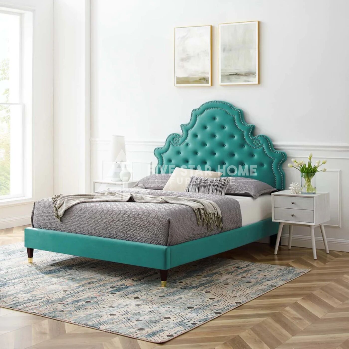 Tufted Performance Velvet Platform Bed