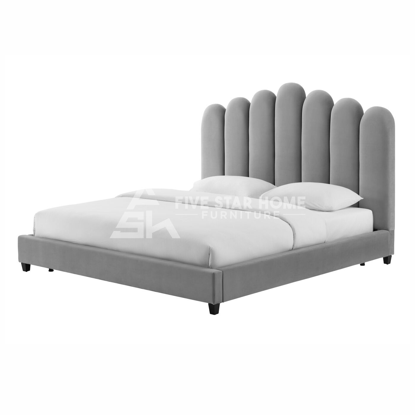 Keline Gray Velvet King Upholstered Platform Bed