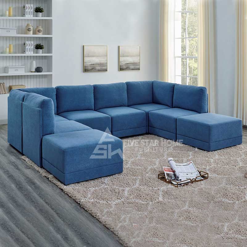 Senelia Wide Symmetrical Modular Sofas With Ottoman