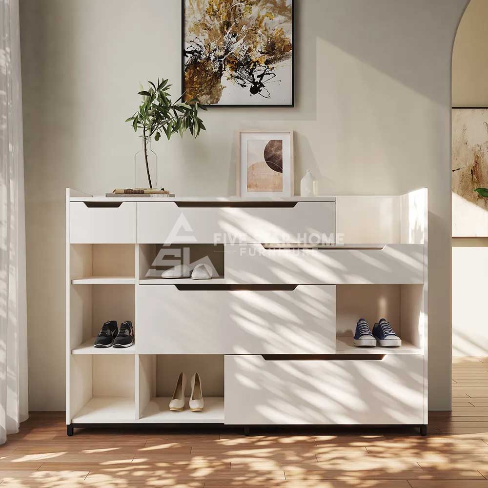 Contemporary Nordic White Shoe Storage Cabinet