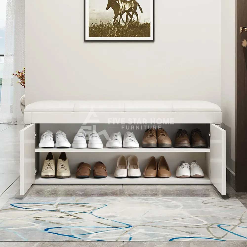 Leather Upholstered Shoe Storage Bench