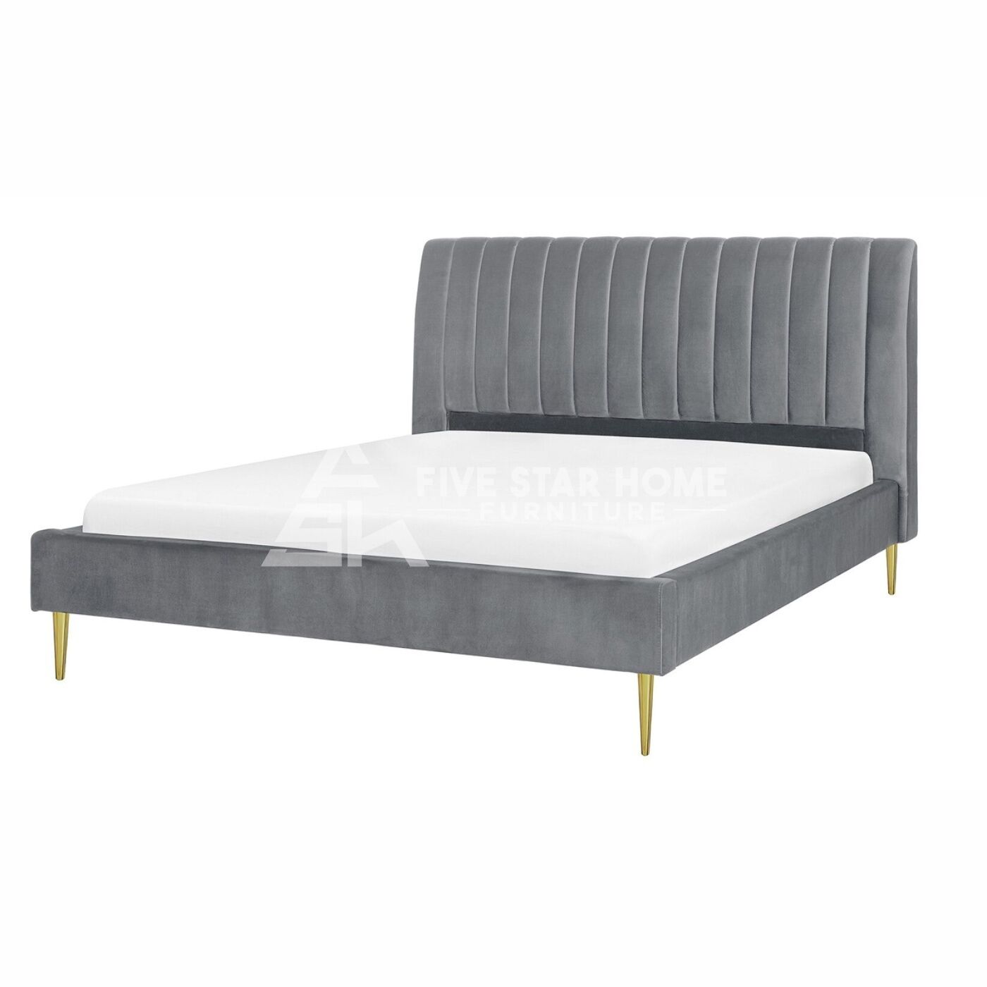 Dark Gray Channel Tufted Velvet Bed