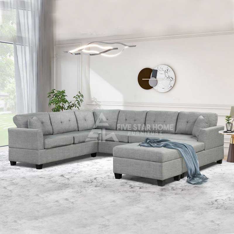 U-Shape Sectional With Storage Ottoman