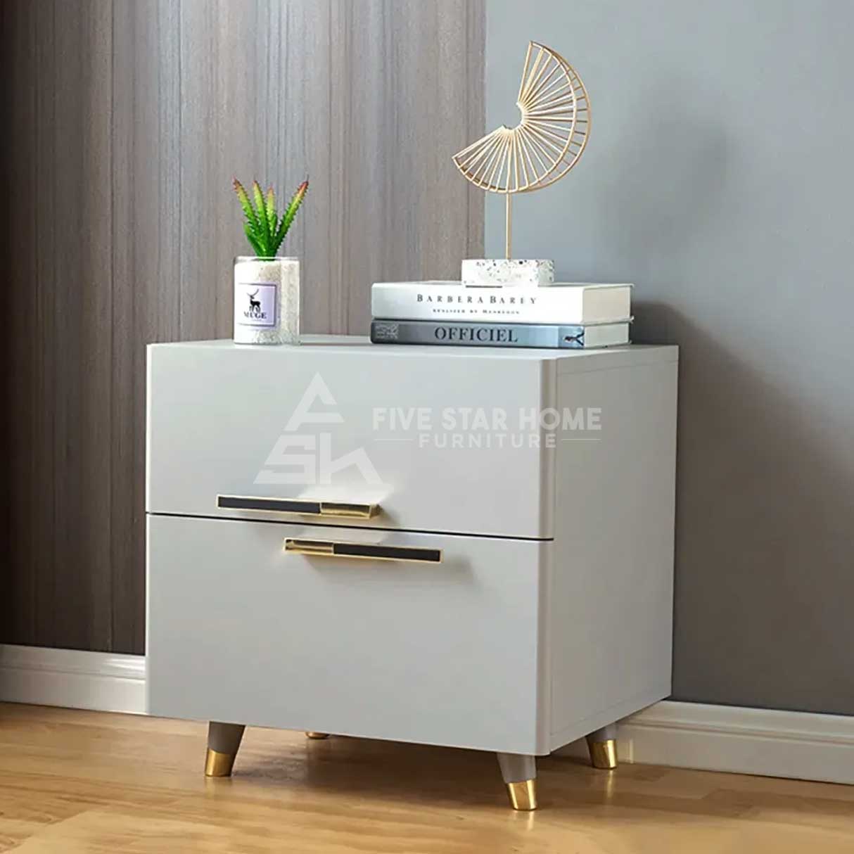 Modern Nightstand 2-Drawer Bedside Table