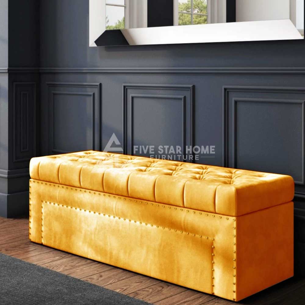 Chesterfield Upholstered Ottoman Storage Bench