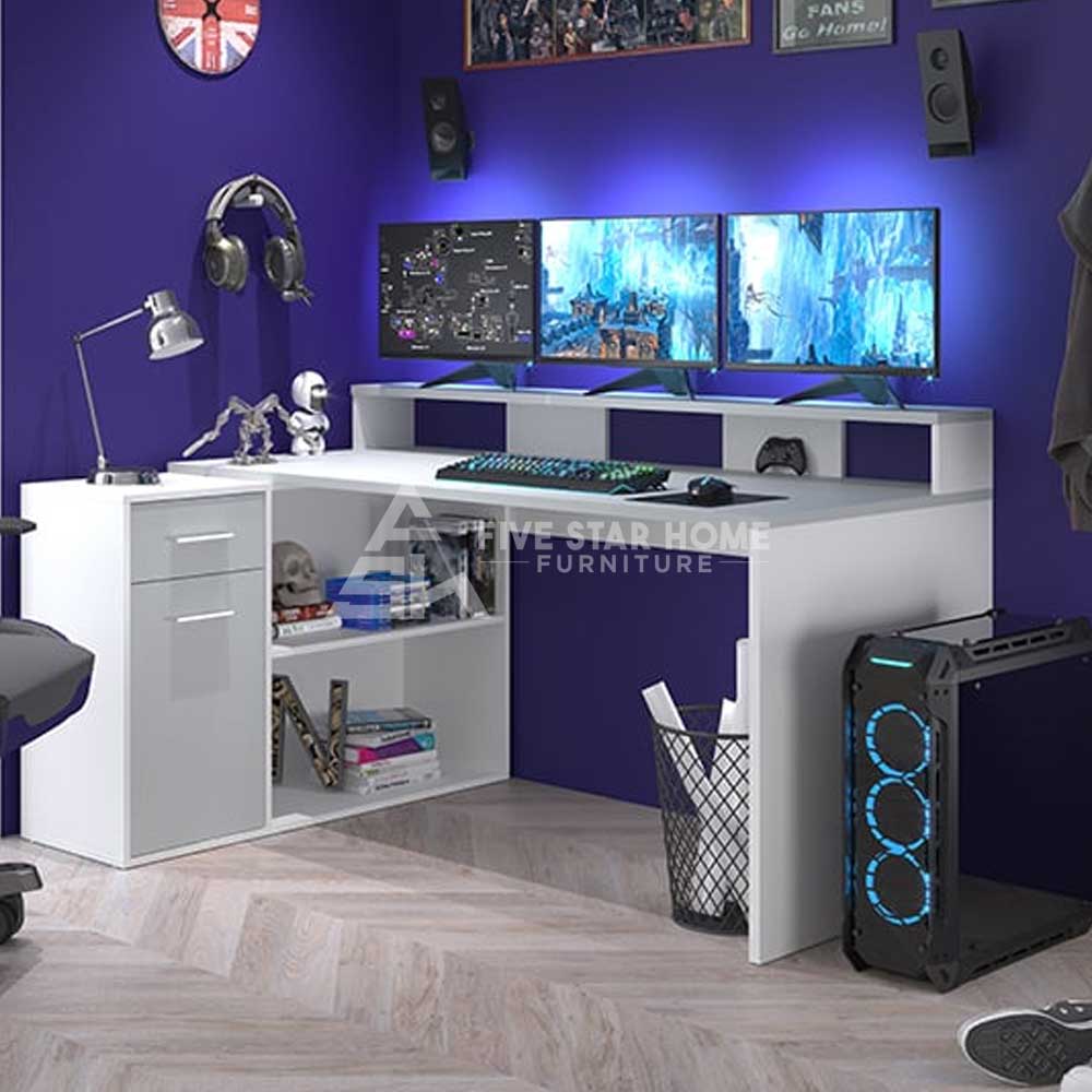 Groton Wooden Gaming Computer Desk With Storage