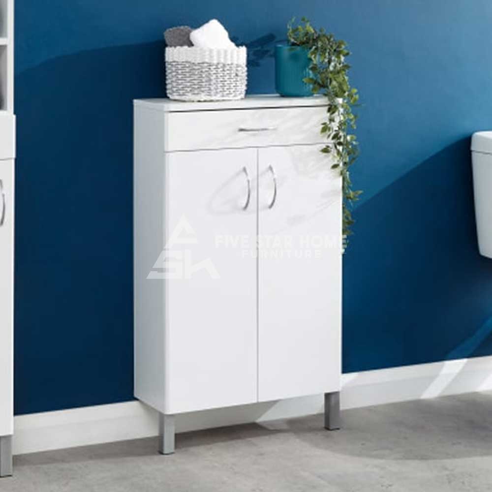 High Gloss Bathroom Cabinet With 2 Doors And 1 Drawer