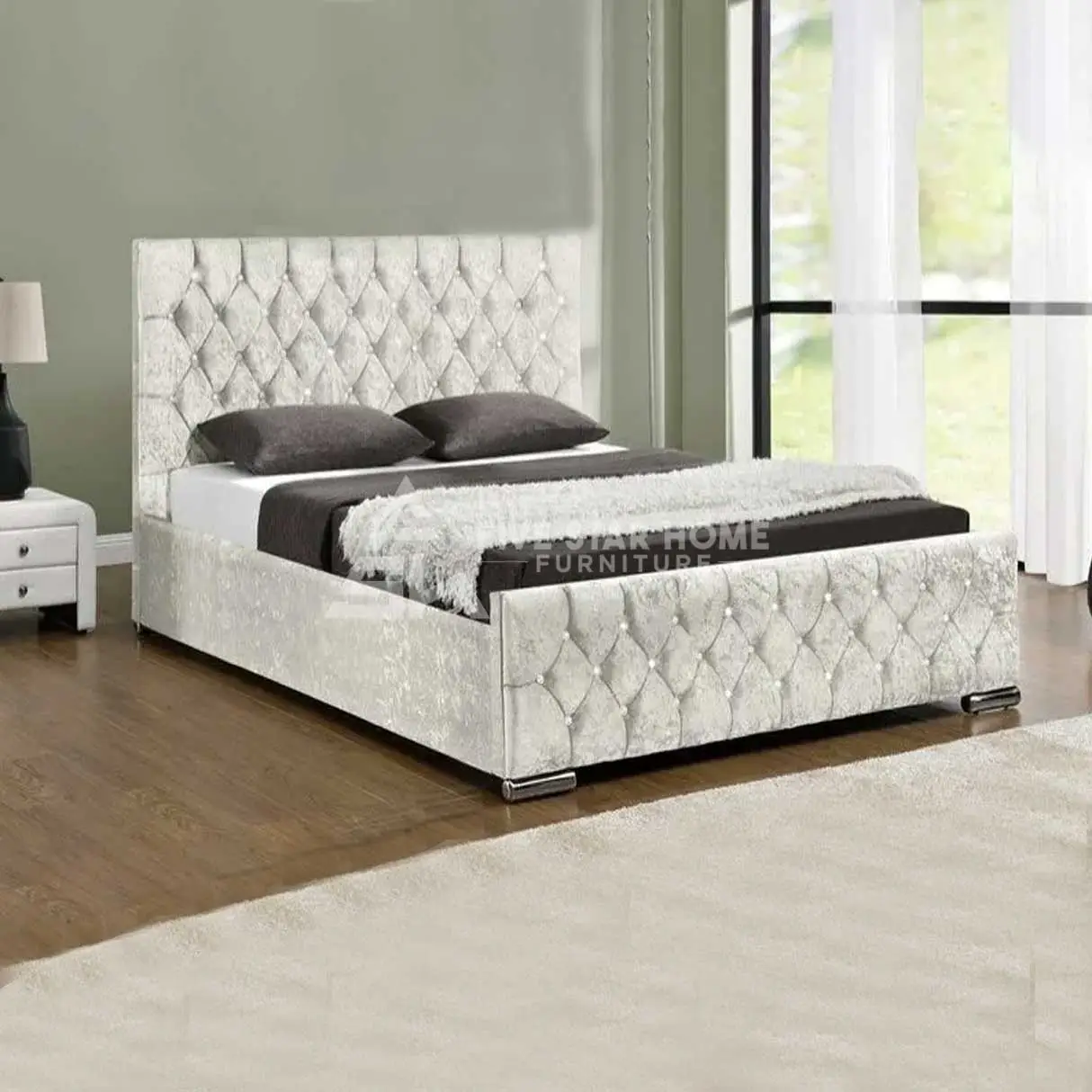 Plush Velvet Upholstered Bed