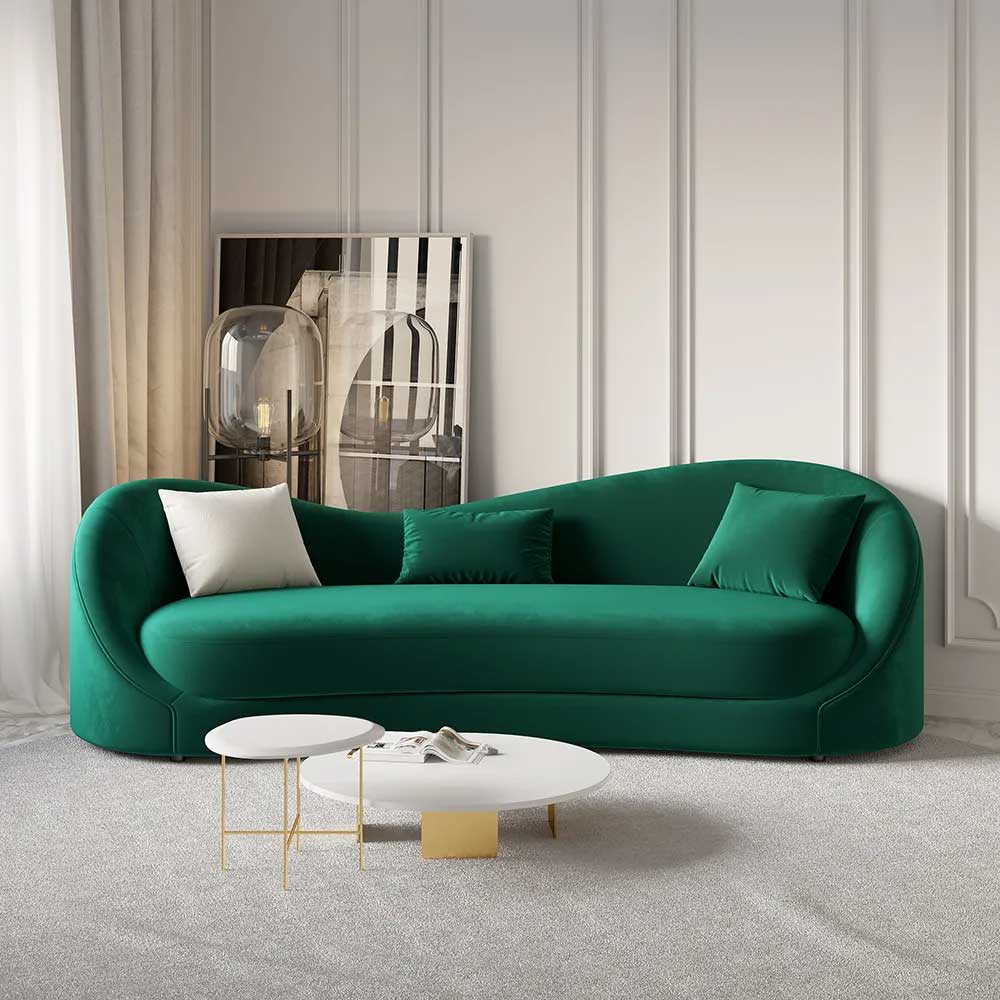 Luxury Green Velvet Upholstered Sofa