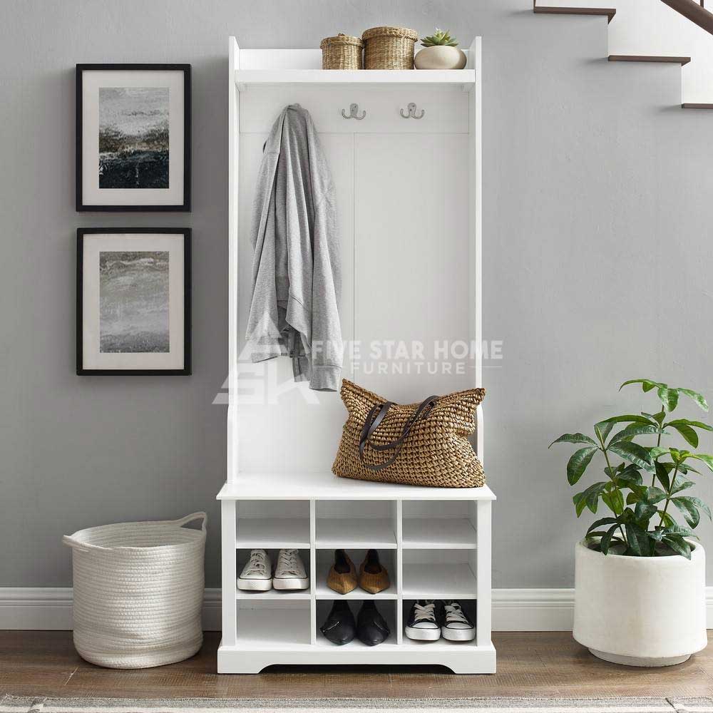 Modern Anderson Shoe Storage Hall Tree White