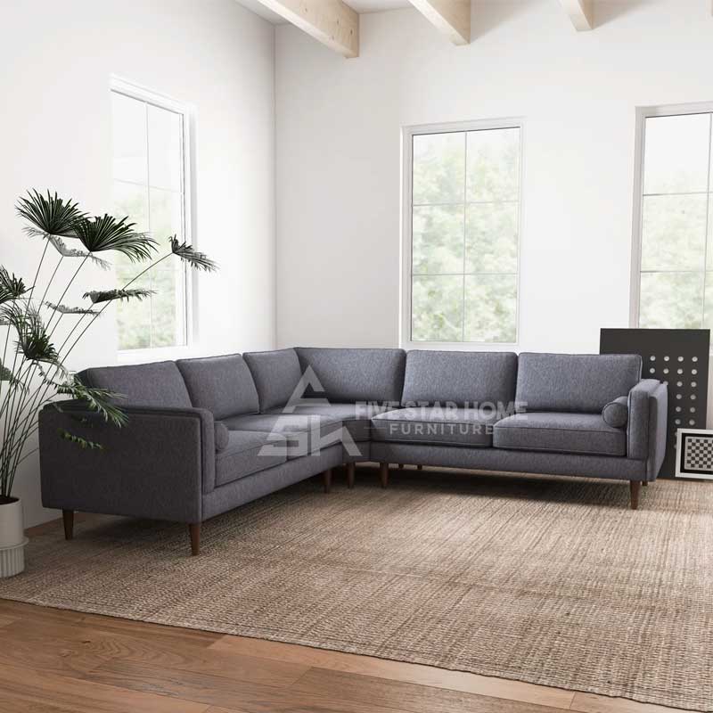 FSH Symmetrical Corner Sectional Sofa in Velvet