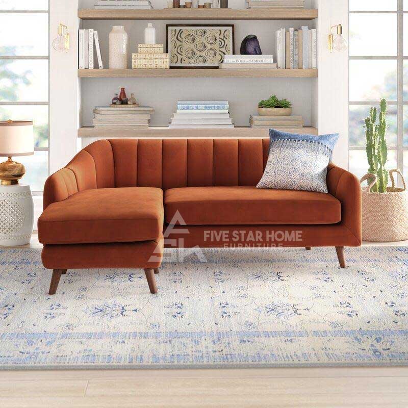 Reversible Velvet Chaise Sofa