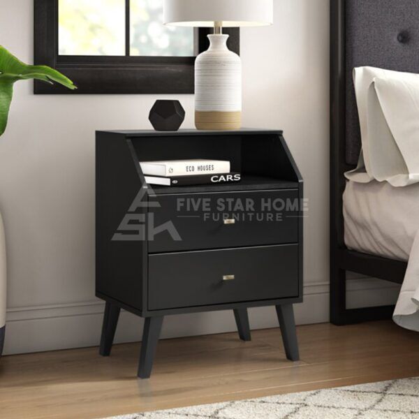 5 Star 2-Drawers Night Stand in Black