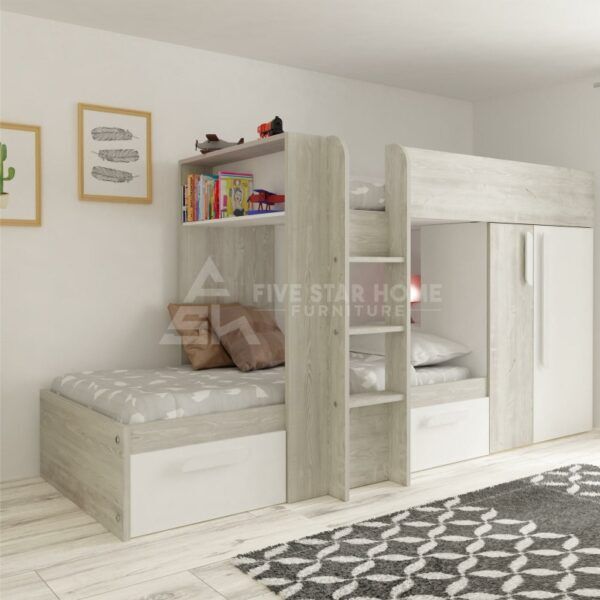 Single High Sleeper Bed with Drawers