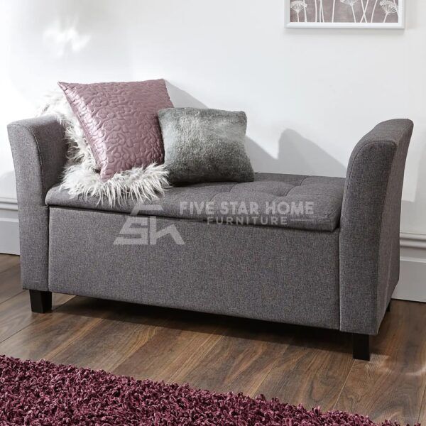 Verona Fabric Charcoal Storage Ottoman Bench