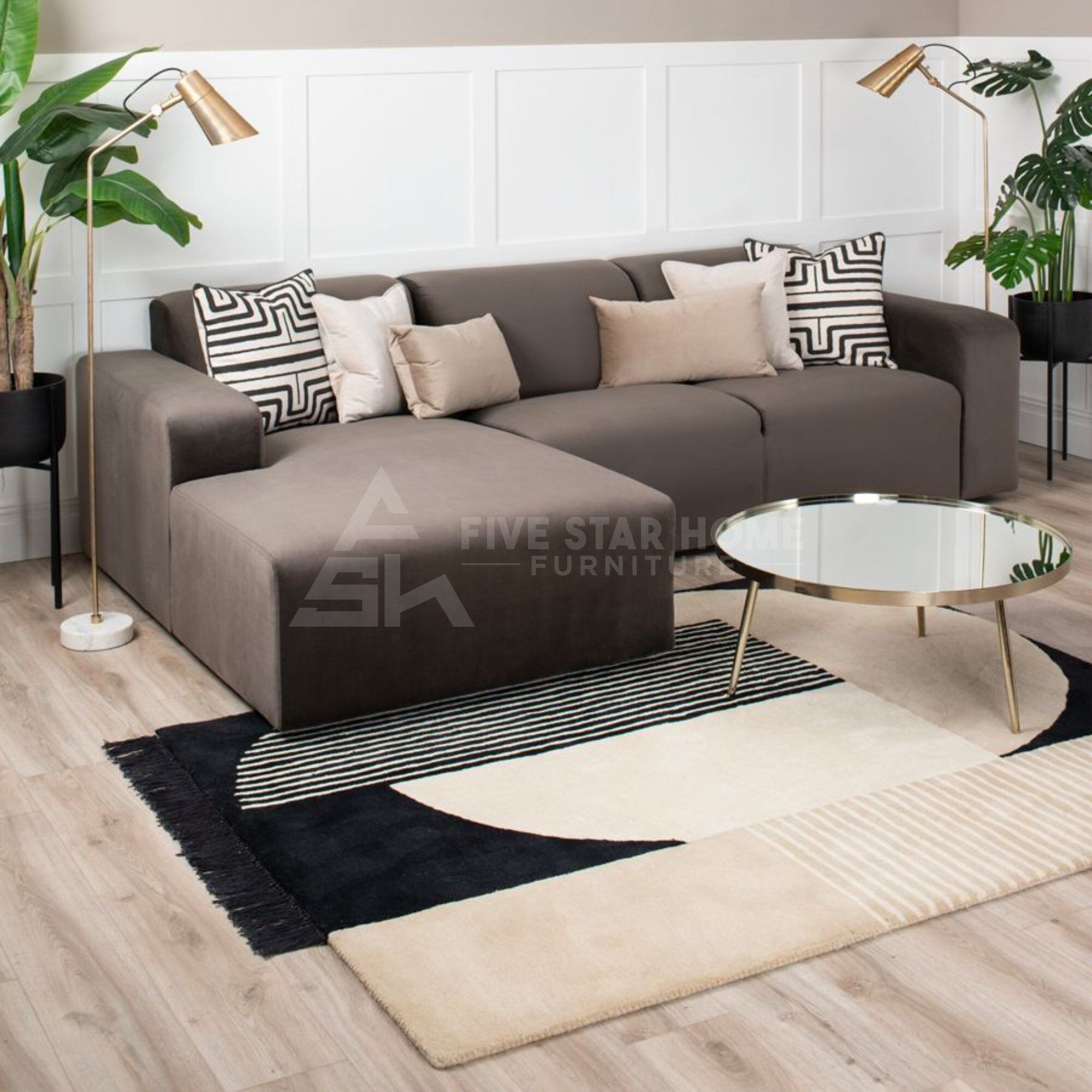 Left Hand Beige Corner Sofa