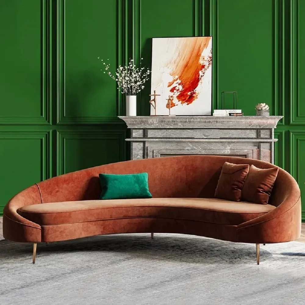 Velvet Curved 3 Setters Sofa