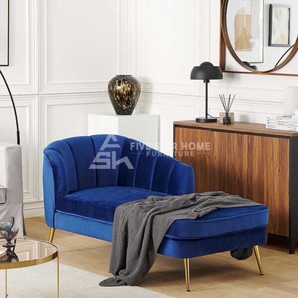 Fancy Left Hand Velvet Upholstered Chaise Lounge