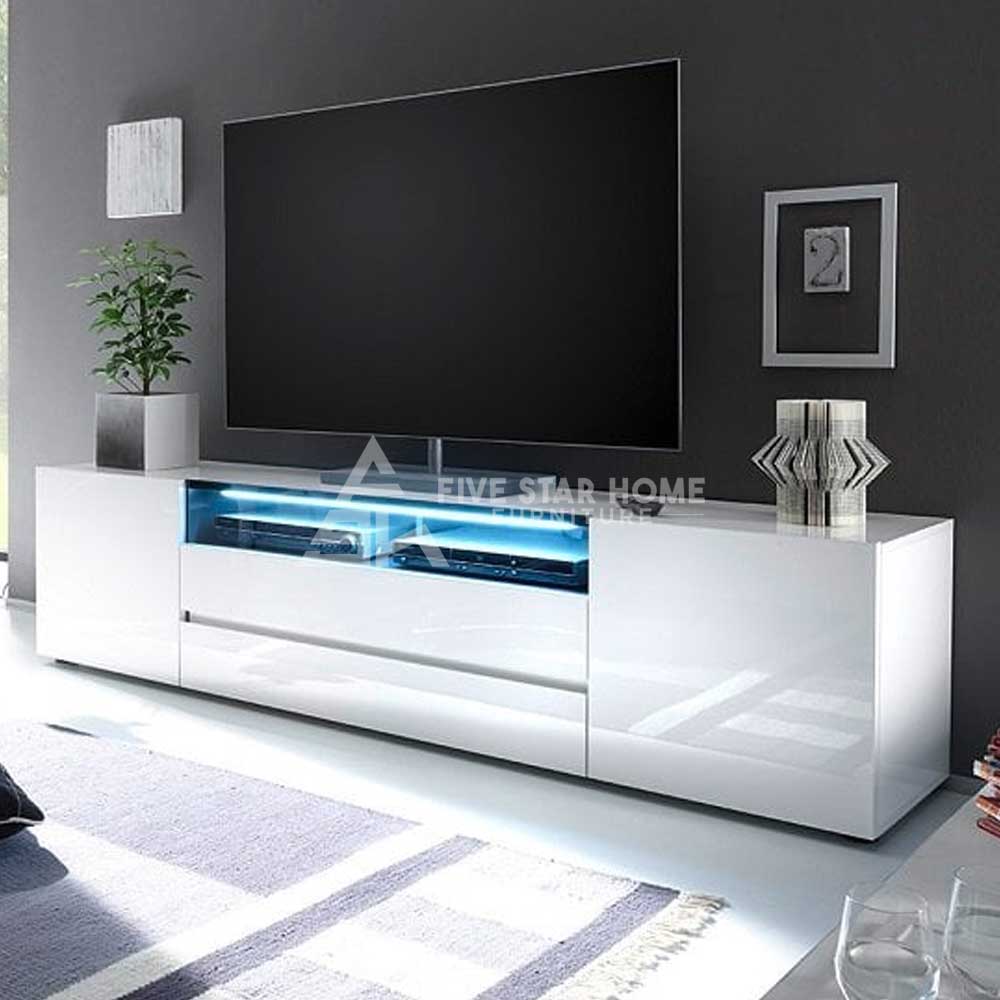 Modern White Genie Wide High Gloss TV Cabinet