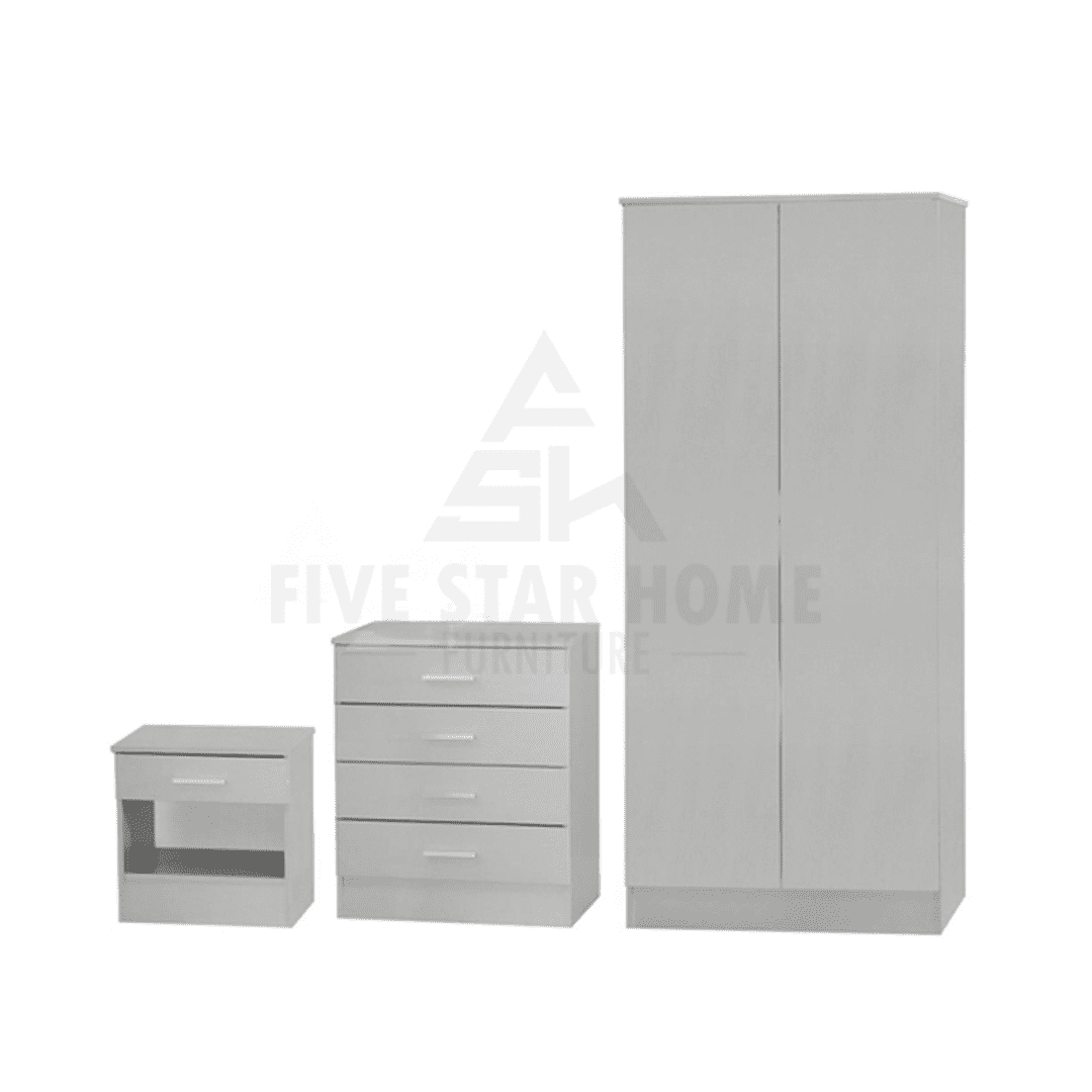 2 Door Wardrobe Set In Grey