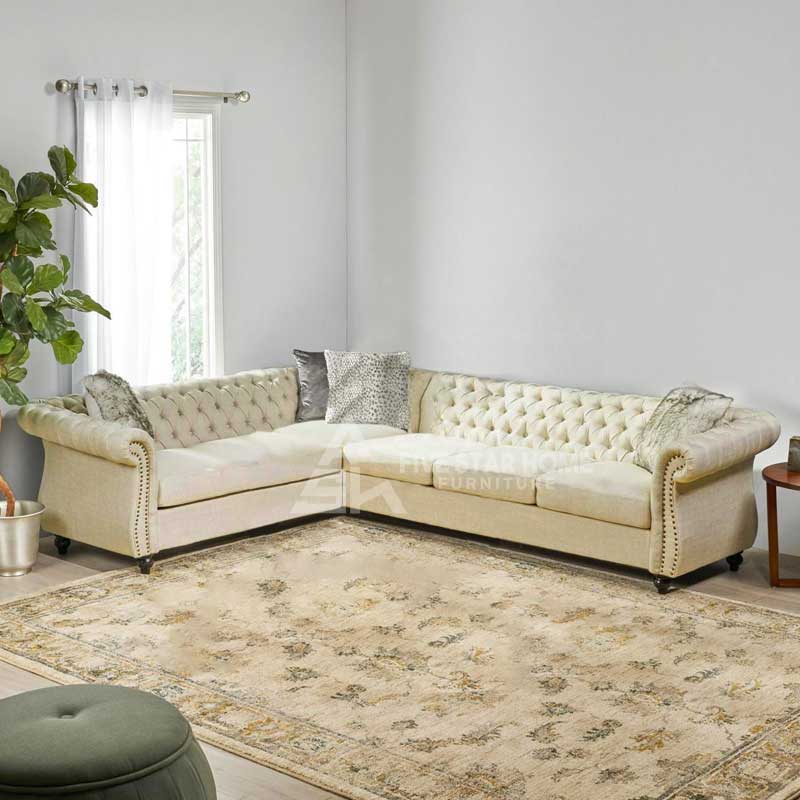 Amberside 6 Seater Tufted Fabric Sectional Sofa